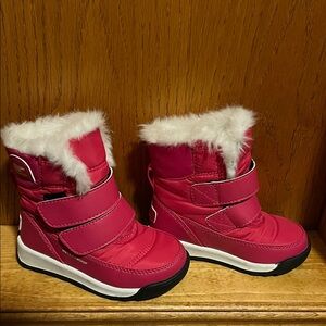 Sorel Pink and White Fur-Lined Whitney Boots - Like New, Worn Twice
